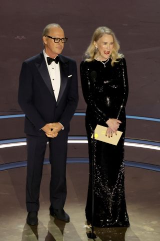 Michael Keaton and Catherine O'Hara at the Oscars