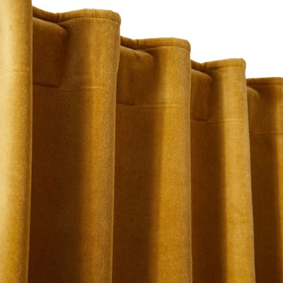 mustard coloured velvet thermal curtains from La Redoute