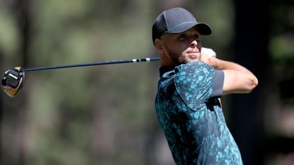 Steph Curry playing golf at the American Century Championship