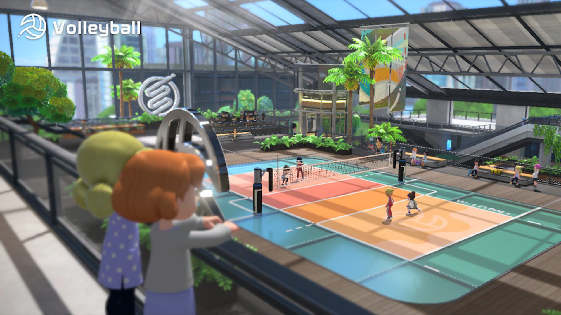 A screen from Nintendo Switch Sports showing the volleyball mini-game