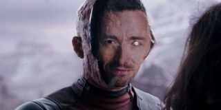 Ryan Reynolds as Deadpool with Hugh Jackman mask