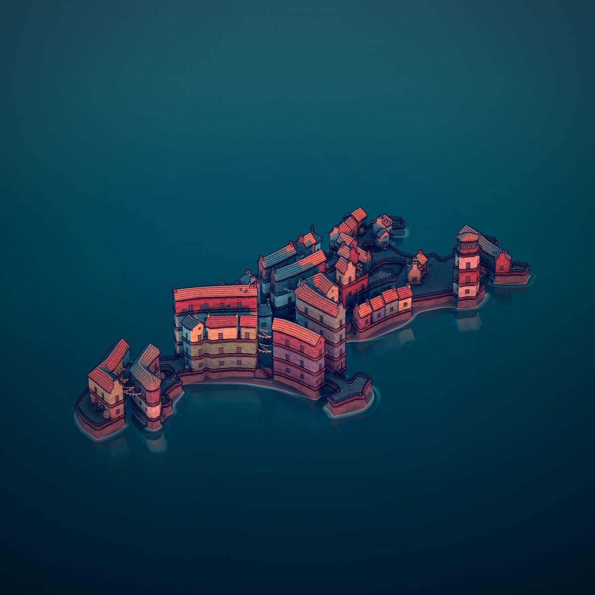 Townscaper town from various angles