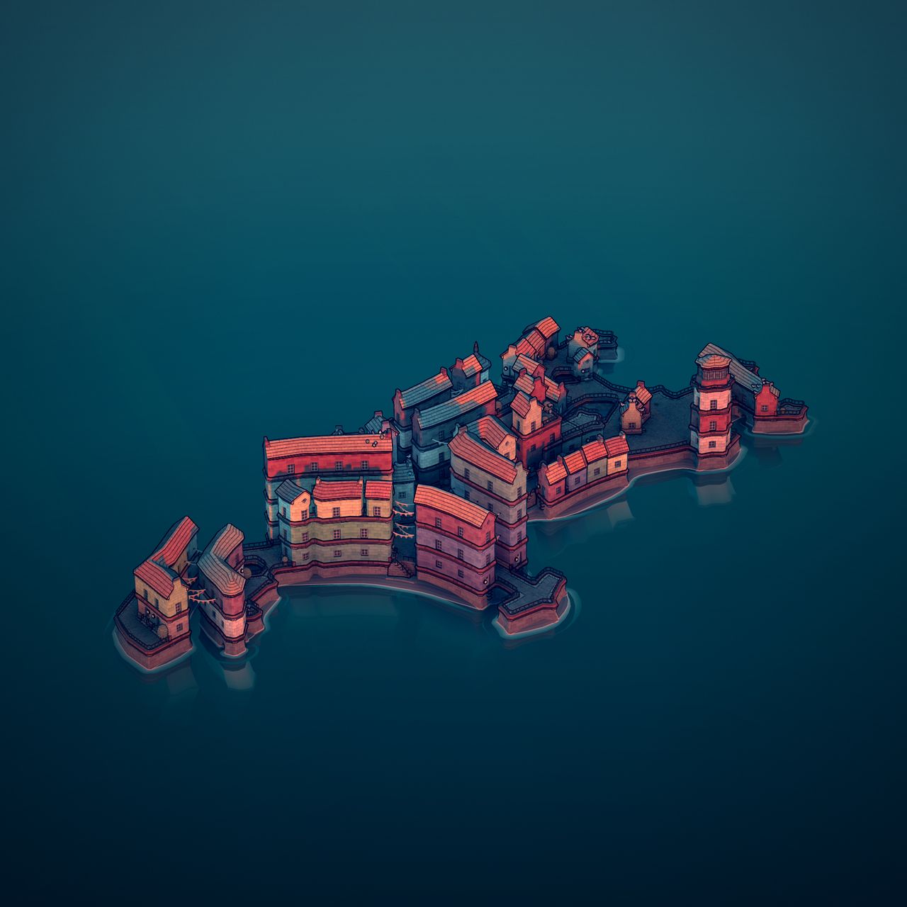 Townscaper town from various angles