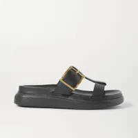 ALEXANDER MCQUEEN Buckled leather platform slides, Now £296, Was £420 (30% off)