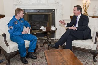 British astronaut Tim Peake meets Prime Minister David Cameron. Peake will be the first British crewmember of the International Space Station for the UK Space Agency and European Space Agency in 2015