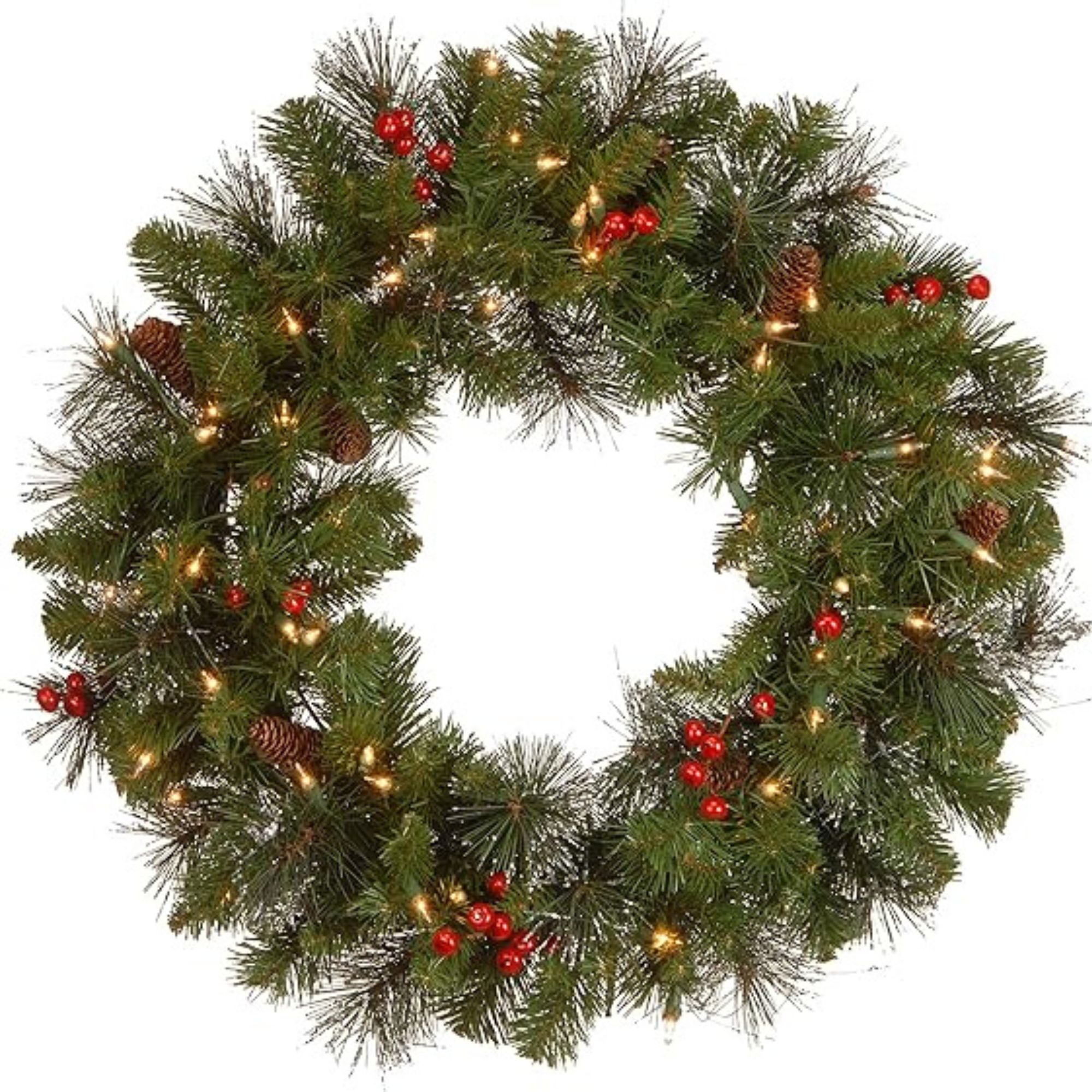 National Tree Company 24 in Pre-Lit Crestwood Spruce Artificial Christmas Wreath