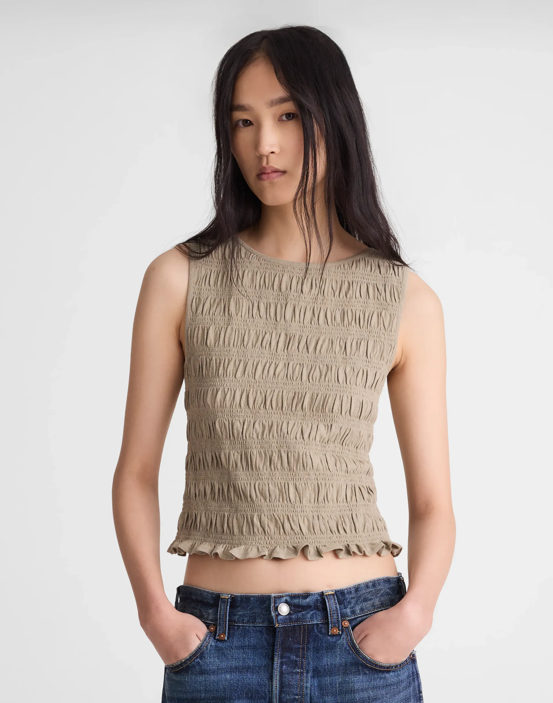Smocked Boatneck Tank
