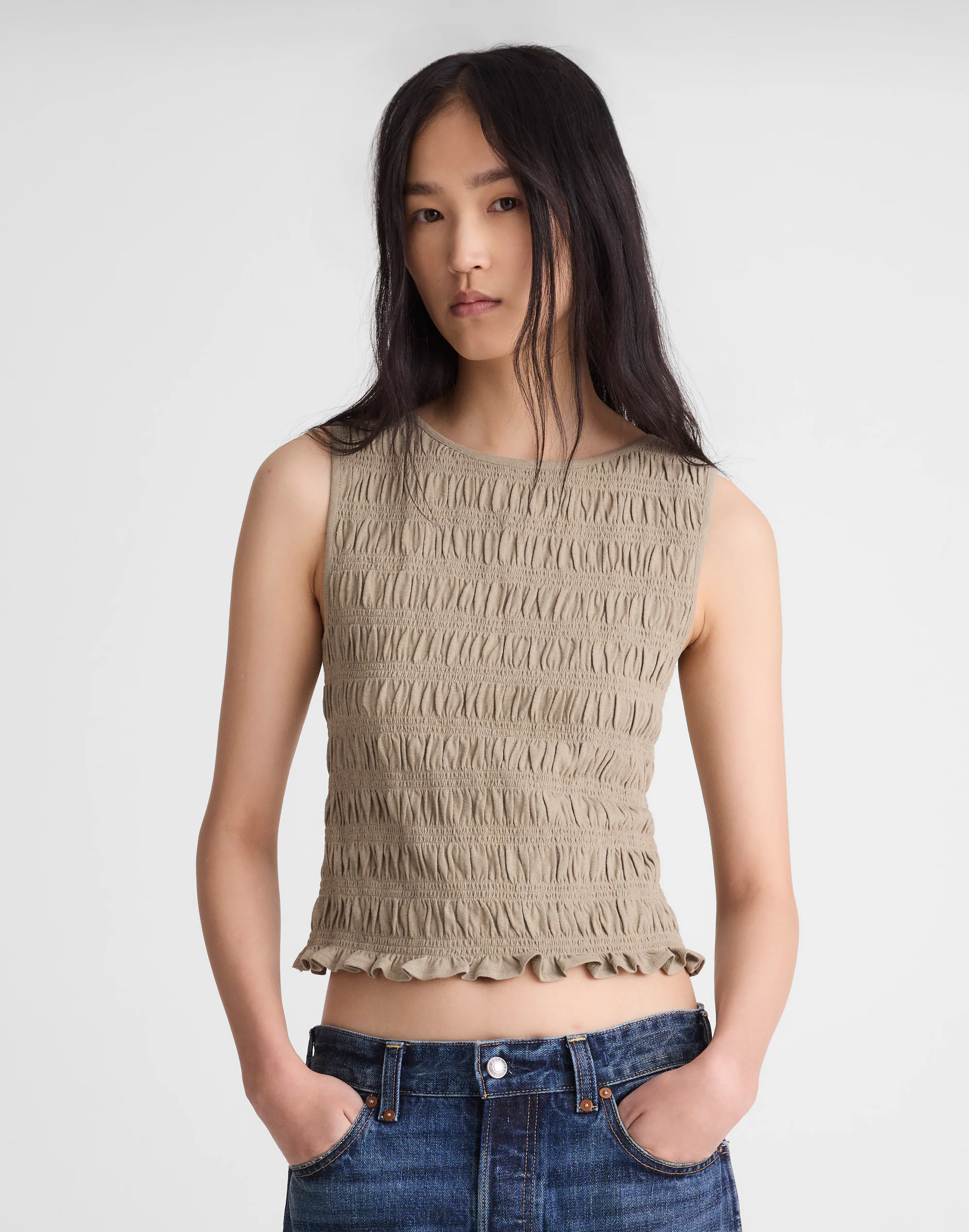 Smocked Boatneck Tank