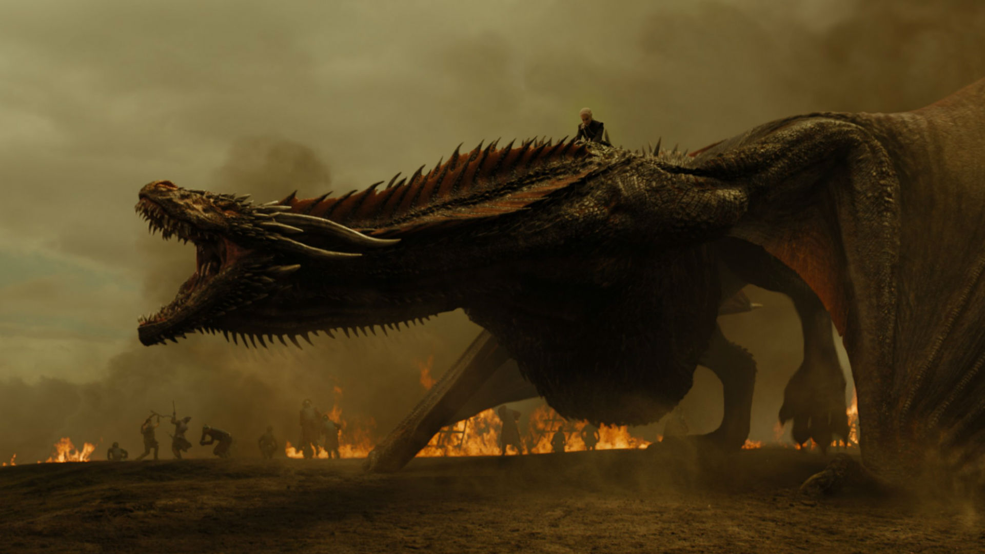 A dragon roars on a battlefield in HBO's House of the Dragon TV adaptation