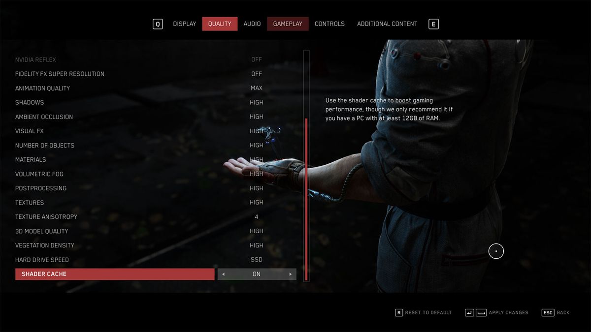 Atomic Hearts settings menu