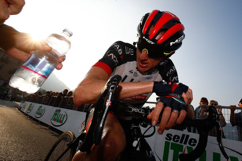 Dan Martin shows the train of his ninth-place finish at Il Lombardia