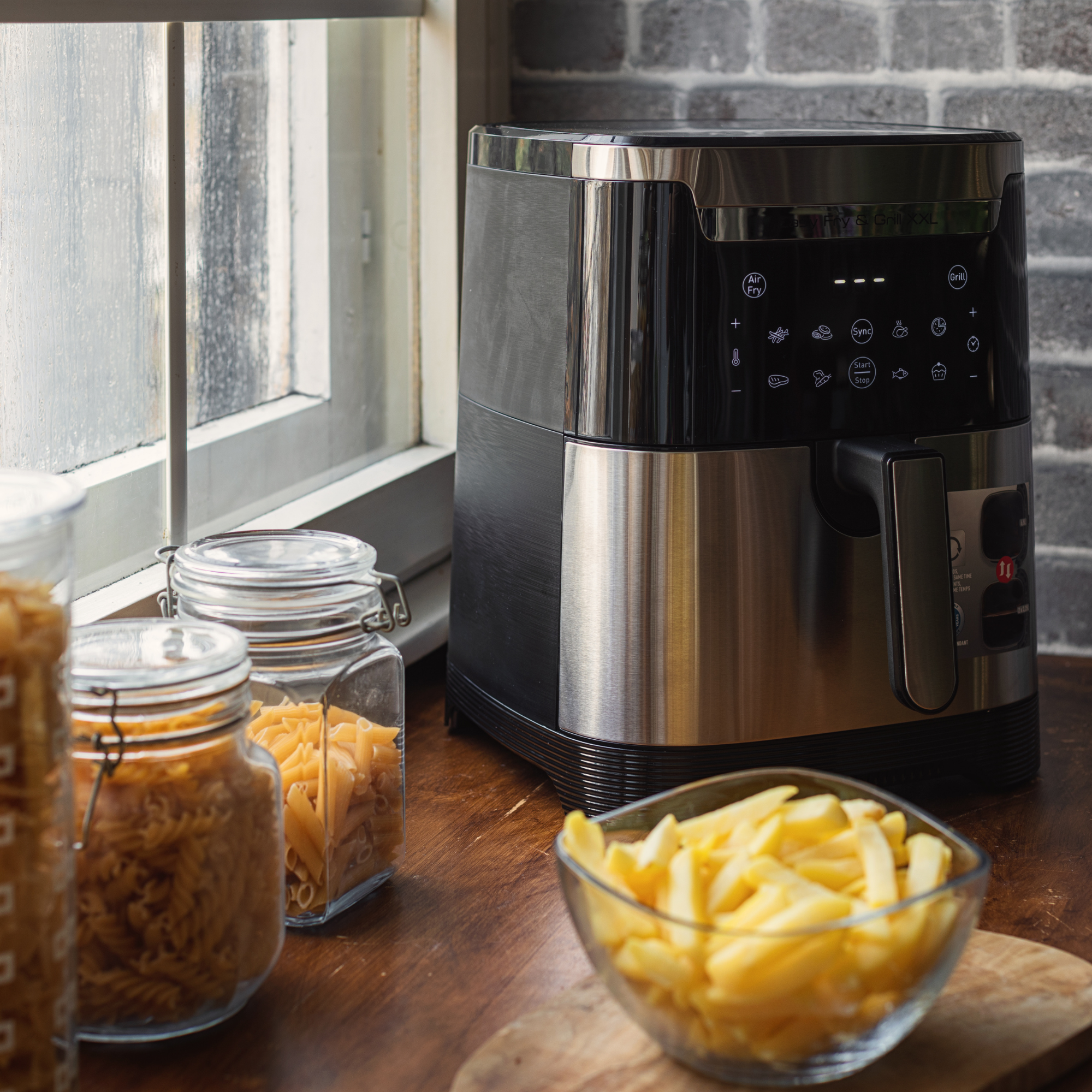 Air fryer machine on the kitchen counter.