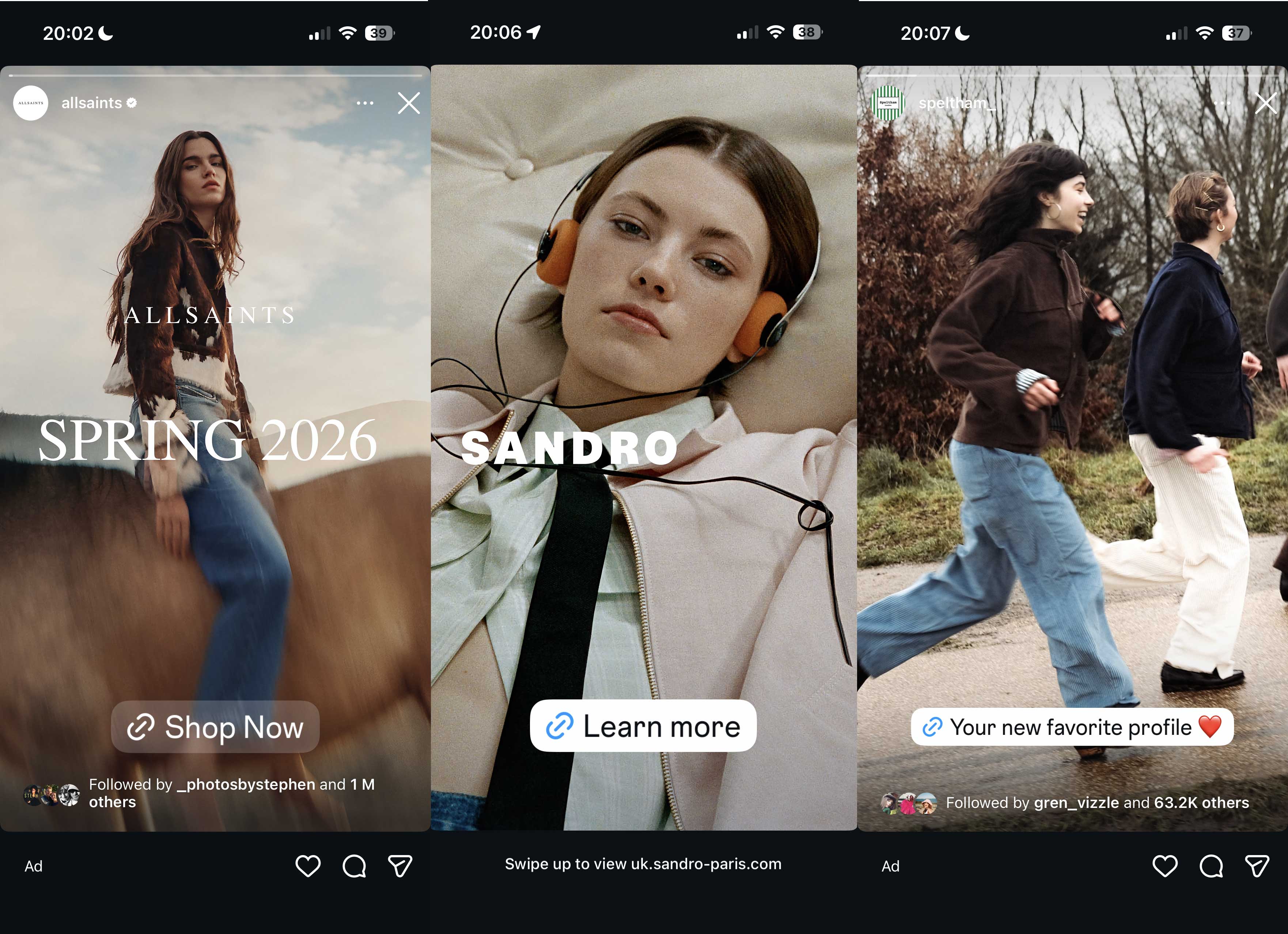 Instagram story ads using soft focus and motion blur fashion photography