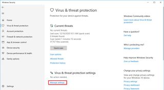 Microsoft Defender Antivirus manage settings
