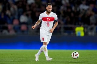 Turkey Euro 2024 squad Hakan Calhanoglu of Turkiye during the International Friendly match between Italy and Turkiye at Stadio Renato Dall'Ara on June 4, 2024 in Bologna, Italy (Photo by Giuseppe Maffia/NurPhoto via Getty Images)