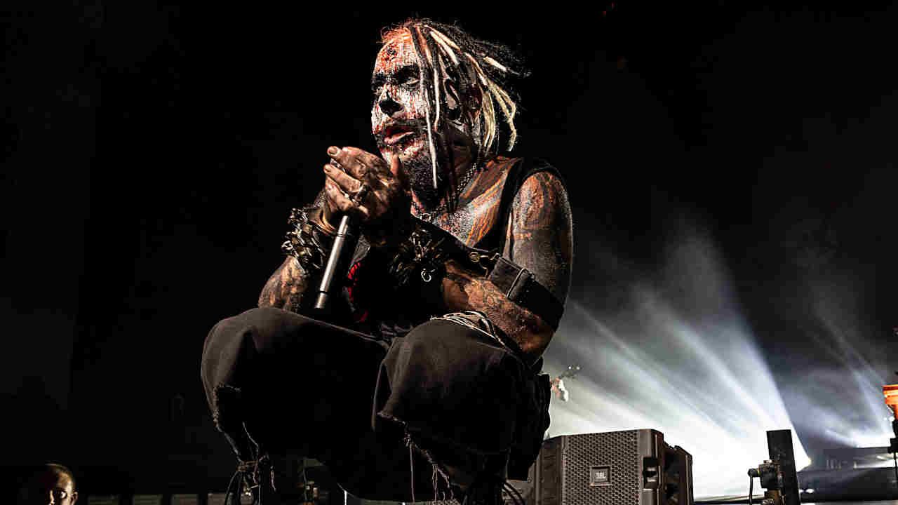 Mudvayne’s Chad Gray performing onstage in 2023