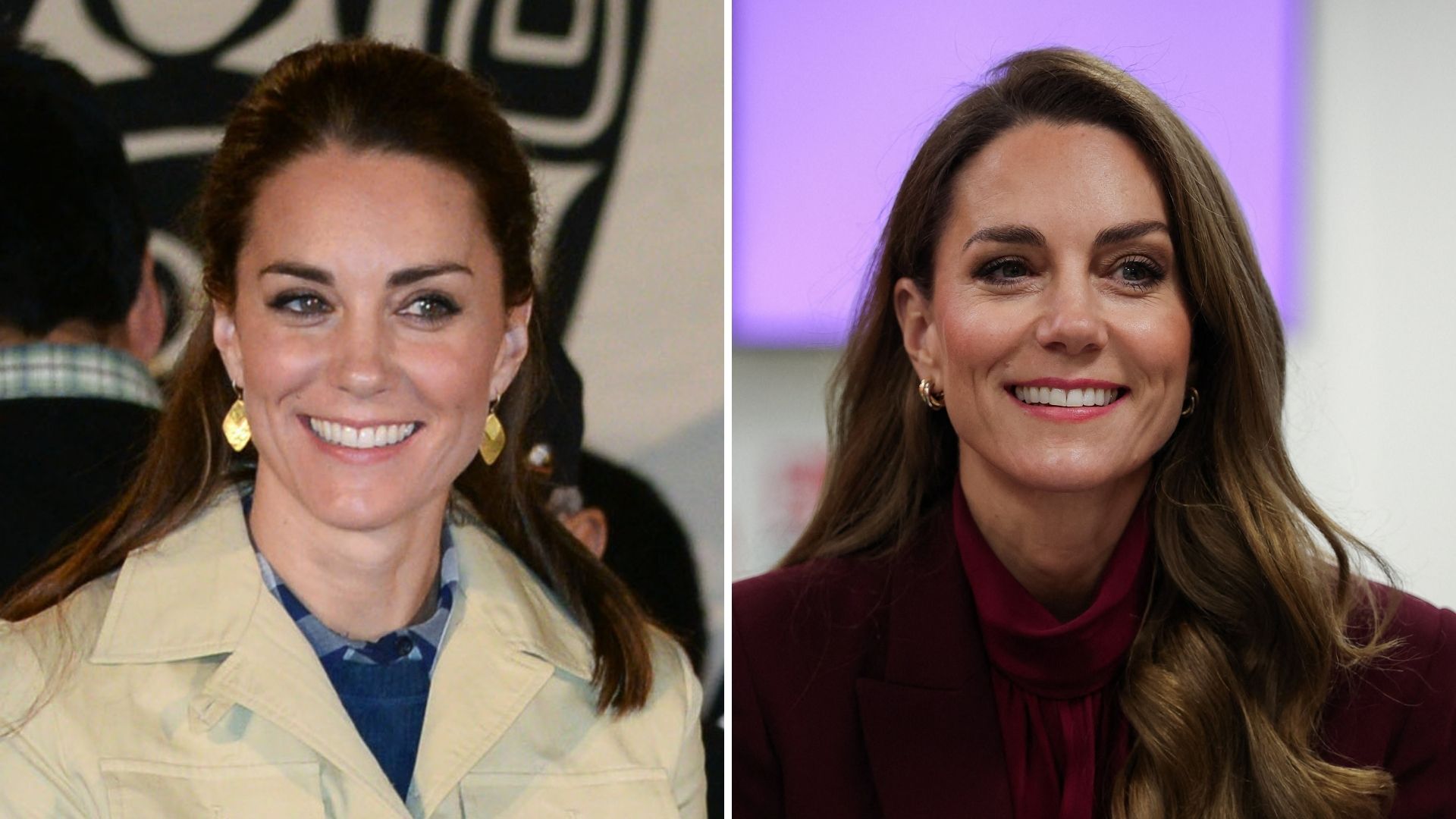 A composite of a picture of Kate Middleton in 2016 and a picture of her in 2026