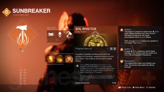 Destiny 2 Class guide Sunbreaker Titan Sol Invictus Aspect description and Solar keywords