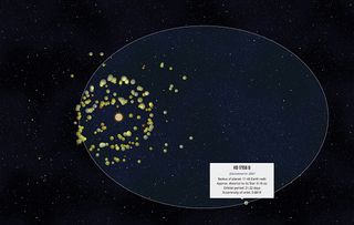 Figure 3: In this exoplanet visualisation, each planet has its own data-based gradient, creating the look of a sphere