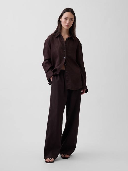 Linen-Blend Easy Wide-Leg Pants