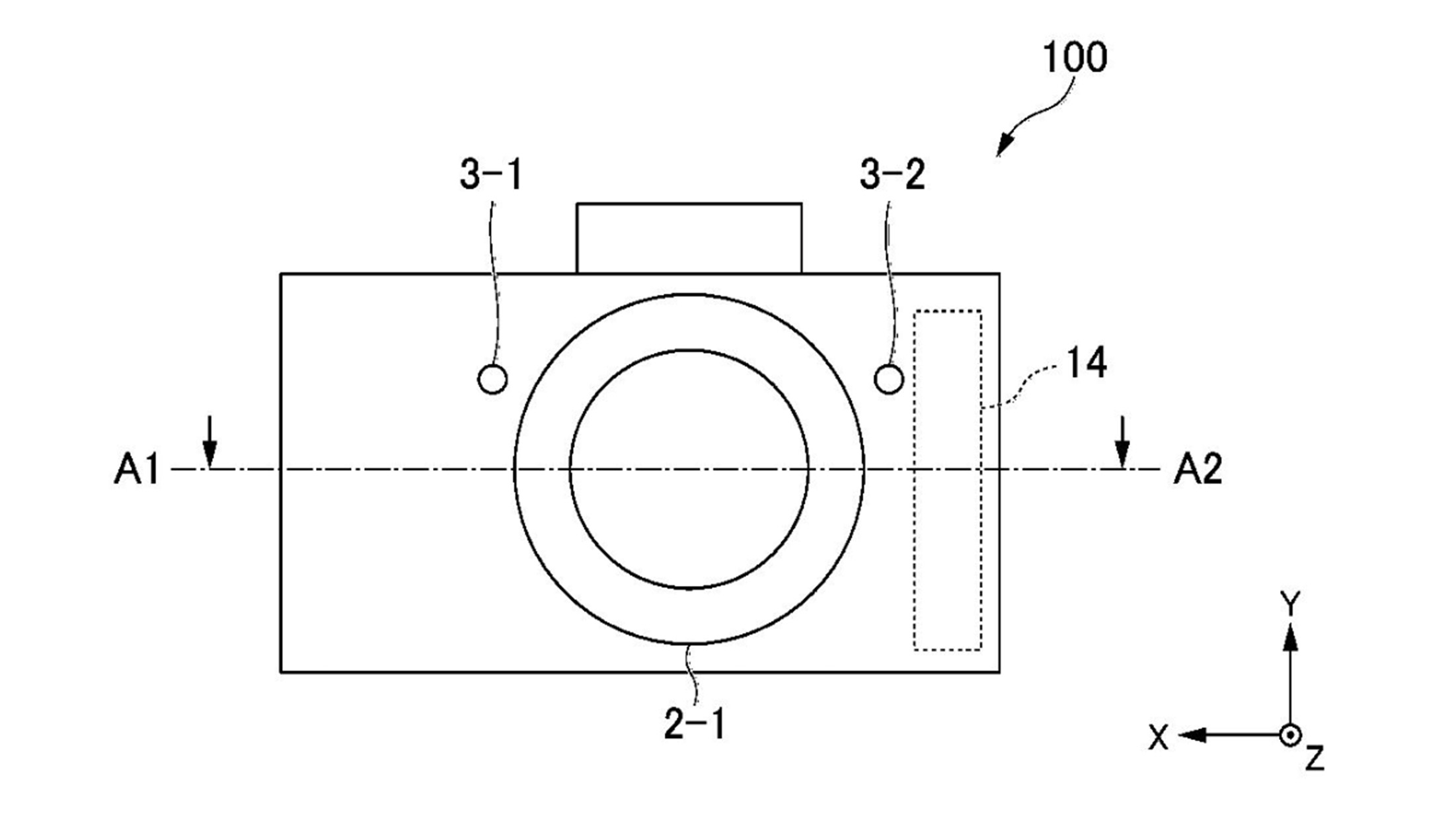 A camera design diagram as shown in a patent.