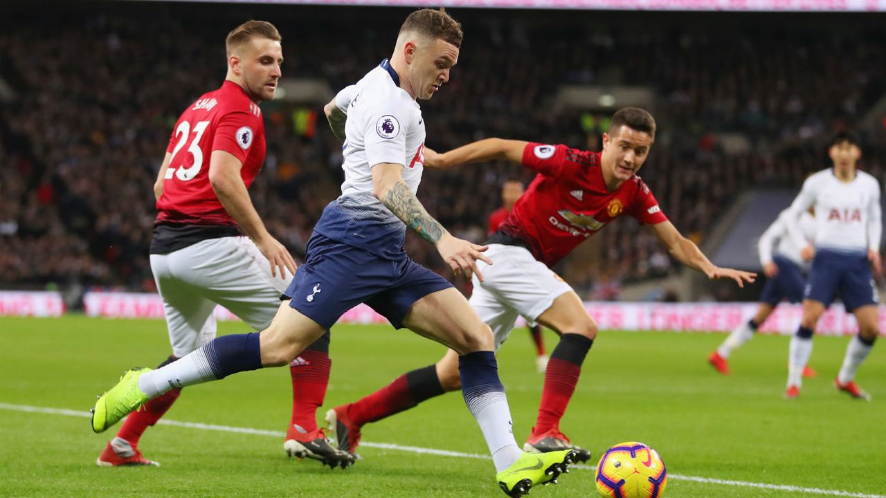 Tottenham Hotspur right-back Kieran Trippier in action against Manchester United