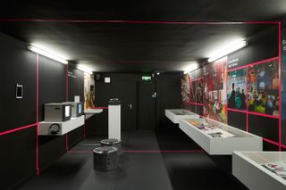 Nightlife exhibition in black room