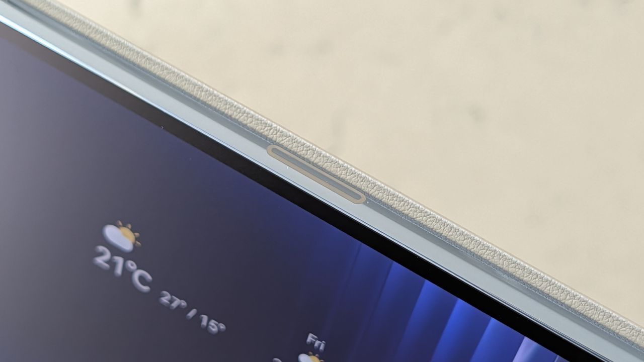 Photos of the Huawei MatePad Pro Max resting on a marble table