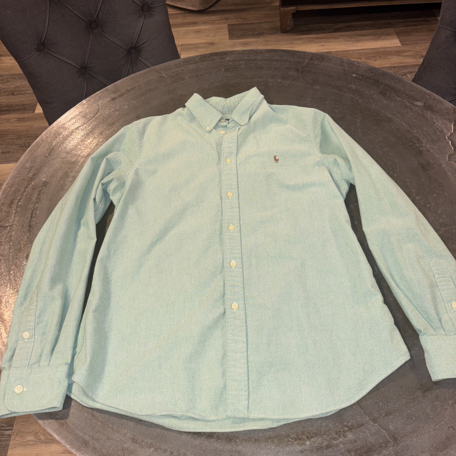 Polo Ralph Lauren Oxford Button Down Shirt Mens Large Custom Fit Green Read