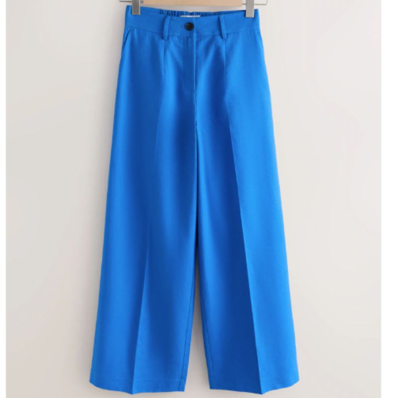 Next , Cobalt Blue Linen Rich Wide Leg Trousers