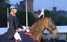Carl Hester riding Nip Tuck winner of the Grand Prix Dressage Competition during the Royal Windsor Horse Show in Windsor Castle, Berkshire, UK between 13th-17 May 2015