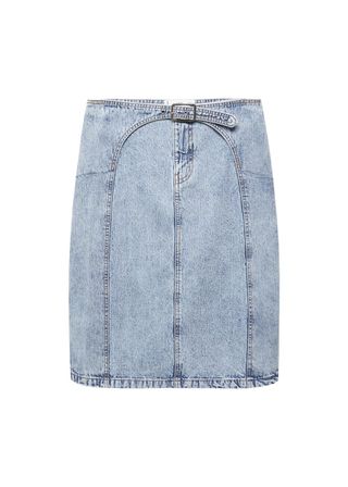 Denim Midi-Skirt With Belt - Women