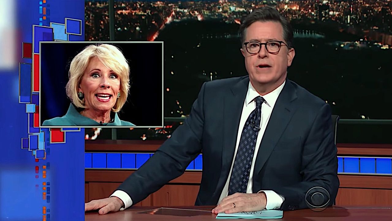 Stephen Colbert takes down Betsy DeVos