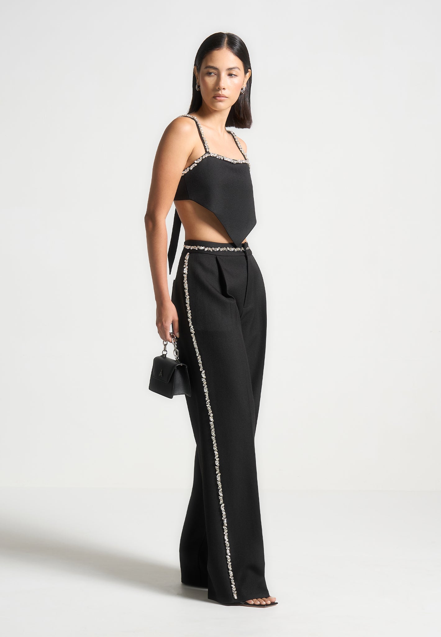 Patricia - Embellished Tailored Trousers - Black