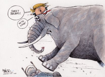 Political cartoon U.S. Trump Dreamers immigration