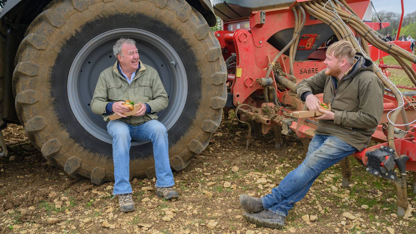 Jeremy Clarkson and Kaleb Cooper in Clarkson's Farm season 4 on Prime Video.