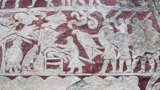 A detail from a Viking-era picture stone in Gotland, Sweden, shows a ritual execution resembling a practice described in Nordic texts as the "blood eagle."