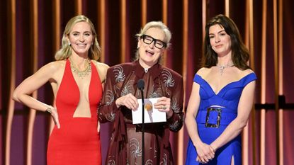 Emily Blunt, Meryl Streep and Anne Hathaway onstage at the 2024 SAG awards