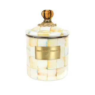 Mackenzie-Childs Enamel Canister in Yellow-and-Cream 