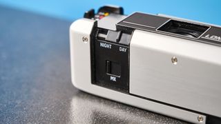 A gray Lomography Lomomatic 110 film camera in the metal variant