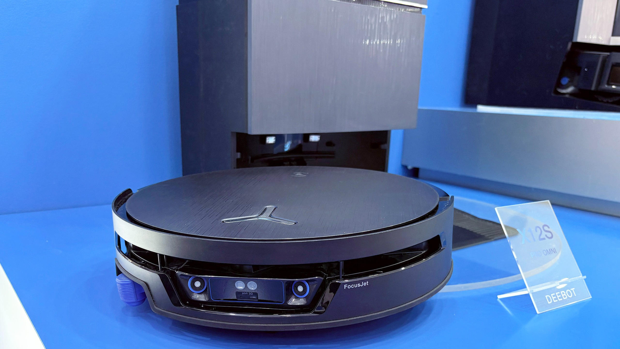 close-up of the Ecovacs Deebot X12S robotm vacuum at IFA 2026 in Berlin