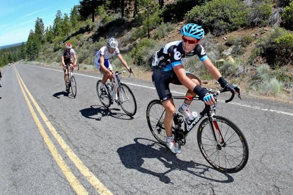 What's left of the break starts to come apart on the last climb.