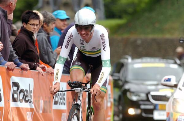 Damien Howson (Australia) en route to a bronze medal in the U23 time trial Worlds.