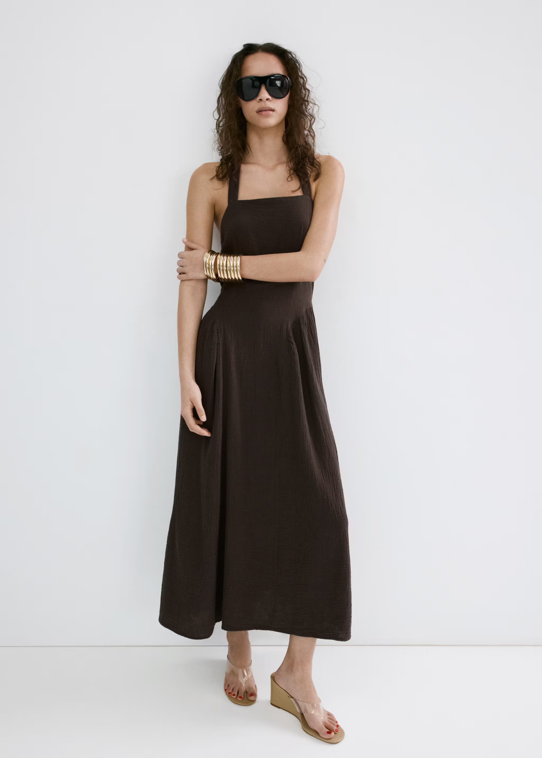 MANGO, Open-Back Crinkle Gauze Dress - Women | Mango United Kingdom