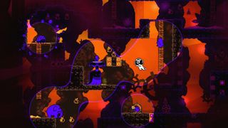 Characters work together in a Karmazoo loop bathed in purple lighting