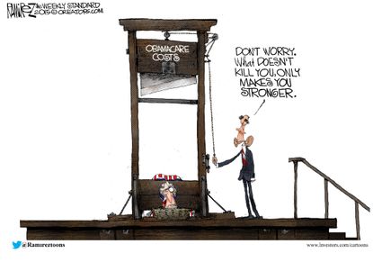 Obama cartoon U.S. Obamacare Health Costs