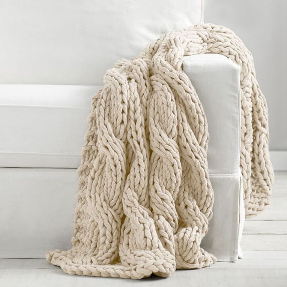 Chunky cream throw blanket from Pottery Barn