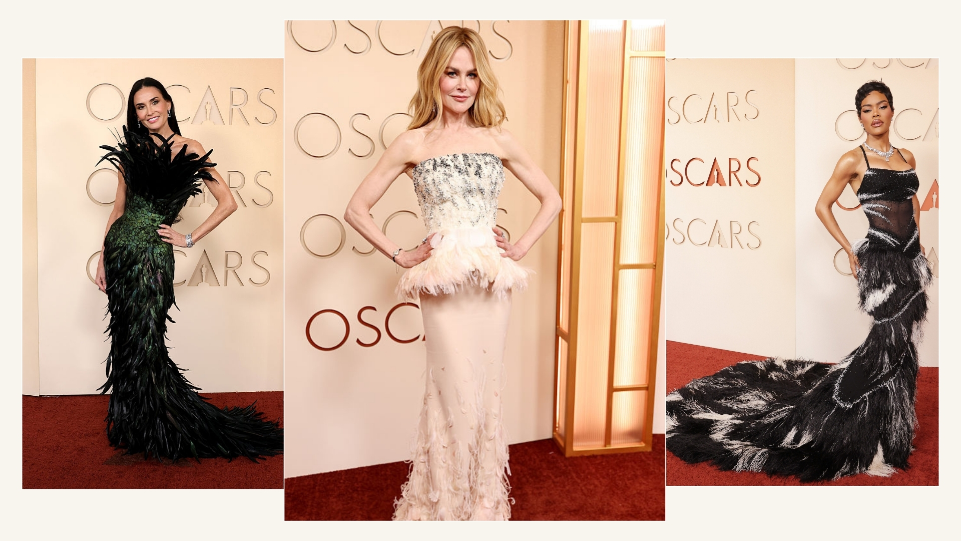 Demi Moore, Nicole Kidman and Teyana Taylor wear feather gowns to the 2026 Oscars