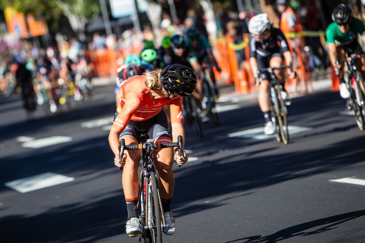 Attacks splitting the field on stage 4 of the Cascade Cycling Classic