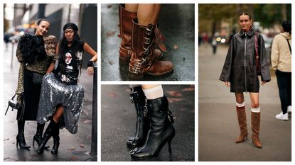 women wearing boots in Paris at Paris Fashion Week 2024